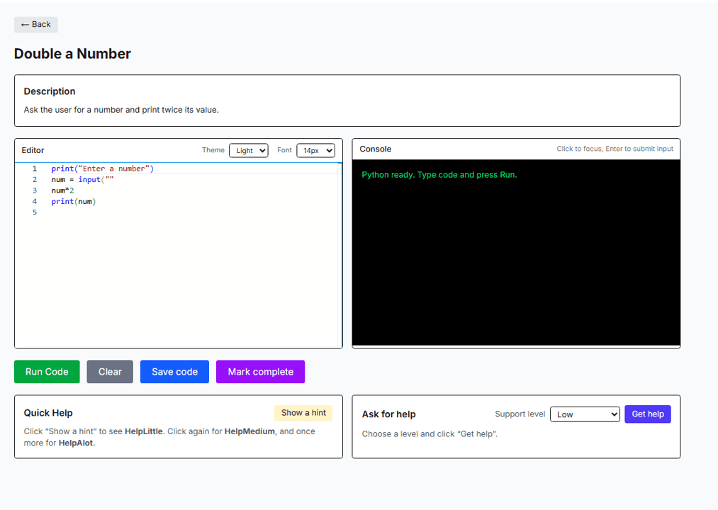 GCSE Python Lab screenshot